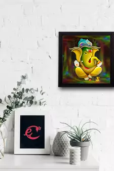 Lord Ganesha Satin Matt Texture UV Art Painting