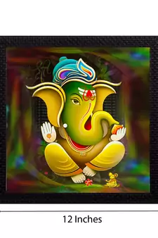 Lord Ganesha Satin Matt Texture UV Art Painting