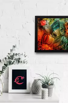 Abstract Loving Couple Satin Matt Texture UV Art Painting