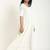 white Chicken Bordered Flare Dress