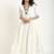 white Chicken Bordered Flare Dress