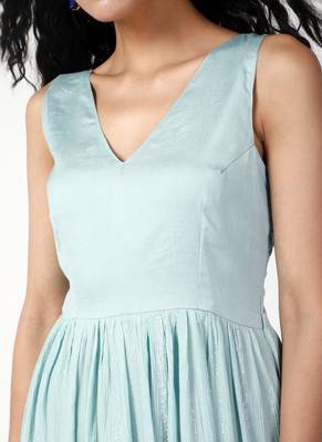 Powder Blue Crinkled Gathered Dress 5
