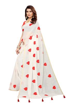White embroidered chanderi saree with blouse 2