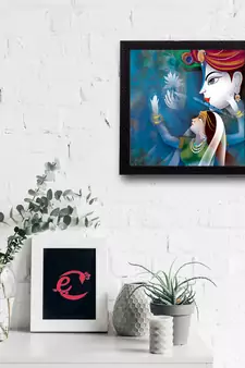 Radha Krishna Satin Matt Texture UV Art Painting