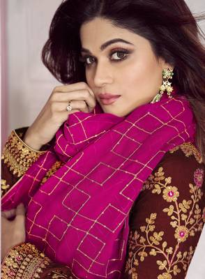 Maroon embroidered chanderi silk salwar 2