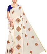 White embroidered chanderi saree with blouse