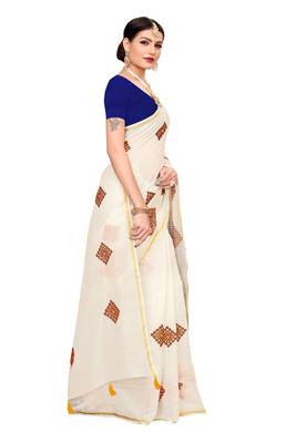 White embroidered chanderi saree with blouse 3