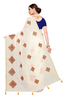 White embroidered chanderi saree with blouse 4