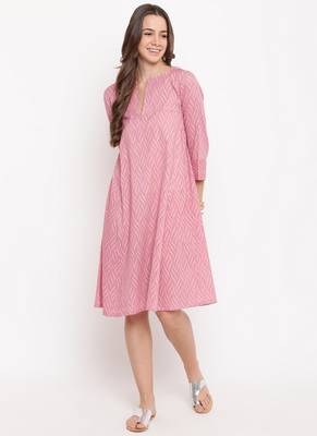 Pink Floral Dobby Cuff Dress 1
