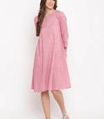 Pink Floral Dobby Cuff Dress