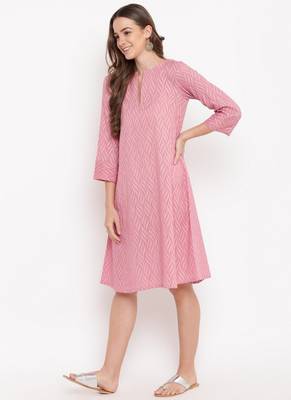 Pink Floral Dobby Cuff Dress 2