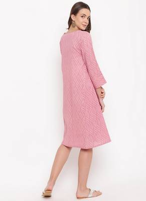 Pink Floral Dobby Cuff Dress 4