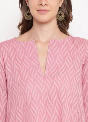 Pink Floral Dobby Cuff Dress 5