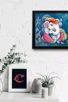 Lord Ganesha Satin Matt Texture UV Art Painting