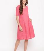 Pink Dobby Side Gathers Dress