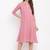 Pink Grid Dobby Flared Dress