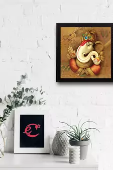 Lord Ganesha Satin Matt Texture UV Art Painting