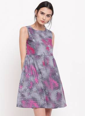 Grey Print Mini Dress 1