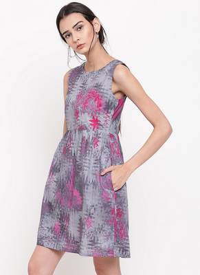Grey Print Mini Dress 2
