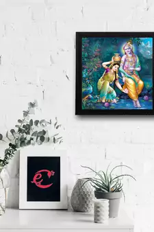 Radha Krishna Satin Matt Texture UV Art Painting