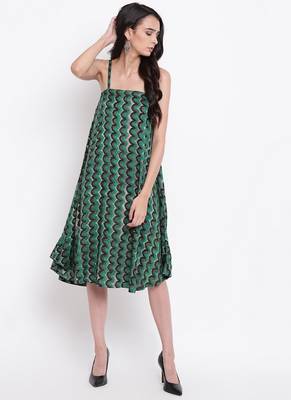Green Chevron Strap Dress 1