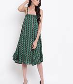 Green Chevron Strap Dress