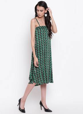 Green Chevron Strap Dress 3