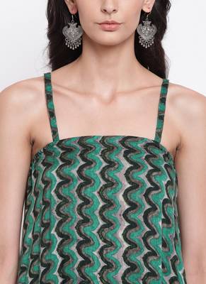 Green Chevron Strap Dress 5