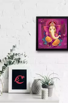 Lord Ganesha Satin Matt Texture UV Art Painting