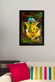Lord Ganesha Satin Matt Texture UV Art Painting