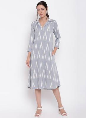 Blue Print Collar Dress 1
