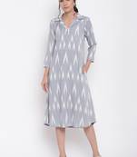 Blue Print Collar Dress