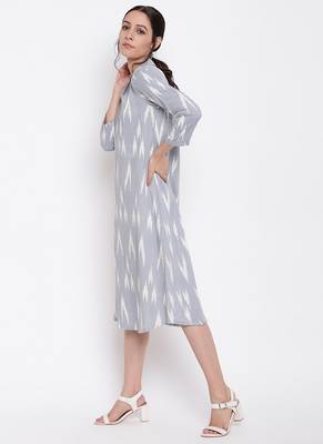 Blue Print Collar Dress 2