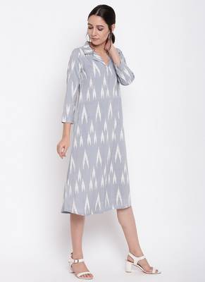 Blue Print Collar Dress 3