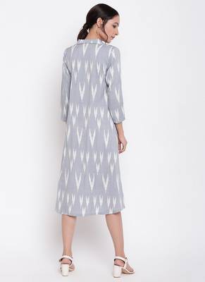 Blue Print Collar Dress 4