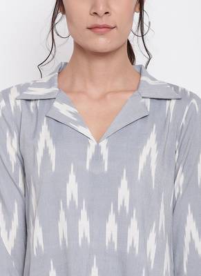 Blue Print Collar Dress 5