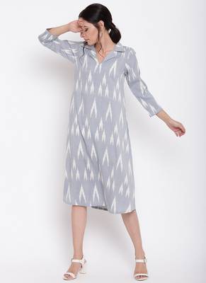 Blue Print Collar Dress 6