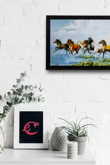 Running 7 Lucky Horses Satin Matt Texture UV Art Painting