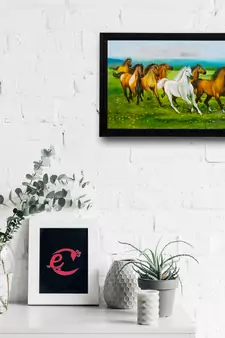 Running 7 Lucky Horses Satin Matt Texture UV Art Painting