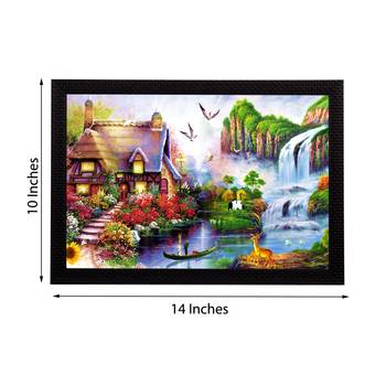 Village Scenic View and Waterfall Satin Matt Texture UV Art Painting 3