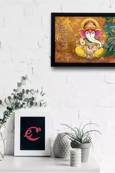 Lord Ganesha Satin Matt Texture UV Art Painting