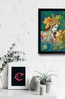 Radha Krishna Satin Matt Texture UV Art Painting