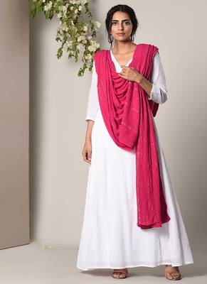 Pink Silver Crinkled Dupatta 1