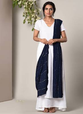 Blue Silver Crinkled Dupatta 1