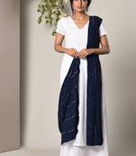 Blue Silver Crinkled Dupatta