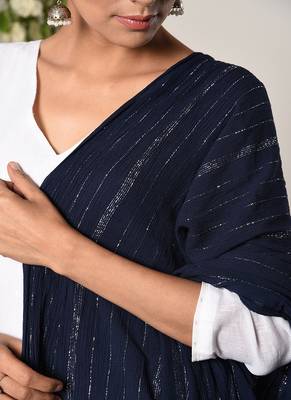 Blue Silver Crinkled Dupatta 2