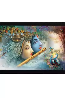 Radha Krishna Satin Matt Texture UV Art Painting