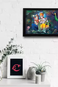 Radha Krishna Satin Matt Texture UV Art Painting