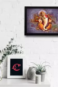 Lord Ganesha Satin Matt Texture UV Art Painting