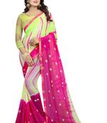 green woven chiffon saree with blouse